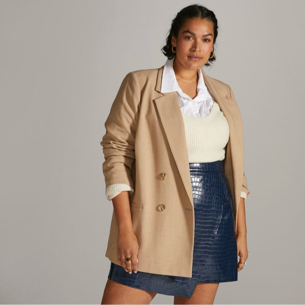 NWT Anthropologie / Maeve Double-Breasted, Structured Tan Blazer, Size 24